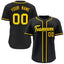Custom Black Yellow Classic Style Hip Hop Authentic Baseball Jersey