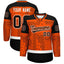 Custom Orange Black White Cashew Flower Graffiti Pattern V-Neck Hockey Jersey