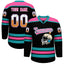 Custom Black Pink Ice Cream Helmet Pattern Personalized V-Neck Hockey Jersey