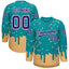 Custom Teal Purple Ice Cream Pattern Personalized V-Neck Hockey Jersey