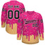 Custom Rose Red Black Ice Cream Pattern Personalized V-Neck Hockey Jersey