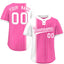 Custom White Pink Gradient Stripe Fashion Authentic Two-Button Softball Jersey