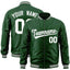 Custom Green White Varsity Full-Zip Letterman Bomber Jacket