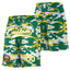 Custom Green White Gold Camo Basketball Shorts