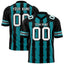 Custom Aqua Black Personalized Razr Stripe Graffiti Pattern Flag Football Jersey
