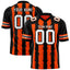 Custom Orange Black Personalized Razr Stripe Graffiti Pattern Flag Football Jersey