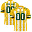 Custom White Gold Personalized Razr Stripe Graffiti Pattern Flag Football Jersey