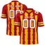 Custom Gold Red Personalized Razr Stripe Graffiti Pattern Flag Football Jersey
