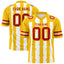 Custom White Gold Personalized Razr Stripe Graffiti Pattern Flag Football Jersey