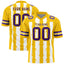 Custom White Gold Personalized Razr Stripe Graffiti Pattern Flag Football Jersey