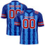 Custom Powder Blue Royal Personalized Razr Stripe Graffiti Pattern Flag Football Jersey