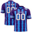 Custom Powder Blue Purple Personalized Razr Stripe Graffiti Pattern Flag Football Jersey