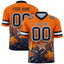 Custom Orange Navy Personalized Star Gradient Flag Football Jersey