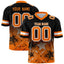 Custom Black Orange Personalized Star Gradient Flag Football Jersey