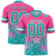 Custom Pink Aqua Personalized Star Gradient Flag Football Jersey