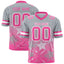 Custom Grey Pink Personalized Star Gradient Flag Football Jersey