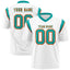Custom White Bright Green Personalized Shoulder Cut Two-Tone Flag Football Jersey