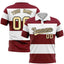 Custom White-Crimson Horizontal Stripe Design Performance Polo Shirt