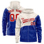 Custom Cream Royal Color Block Varsity Full-Zip Letterman Wave Jacket Hoodie