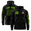 Custom Black Neon Green Varsity Full-Zip Letterman Classic Jacket Hoodie