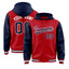 Custom Red Navy Raglan Sleeves Varsity Full-Snap Letterman Two Tone Jacket Hoodie