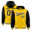 Custom Gold Black Raglan Sleeves Varsity Full-Snap Letterman Two Tone Jacket Hoodie