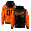 Custom Black Orange Raglan Sleeves Varsity Full-Snap Letterman Two Tone Jacket Hoodie