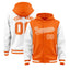 Custom Orange White Raglan Sleeves Varsity Full-Snap Letterman Two Tone Jacket Hoodie