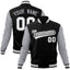 Custom Black White-Black Raglan Sleeves Varsity Full-Snap Letterman Jacket