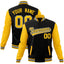 Custom Black Gold-Black Raglan Sleeves Varsity Full-Snap Letterman Jacket