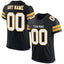 Custom Black White-Gold Classic Style Mesh Authentic Football Jersey