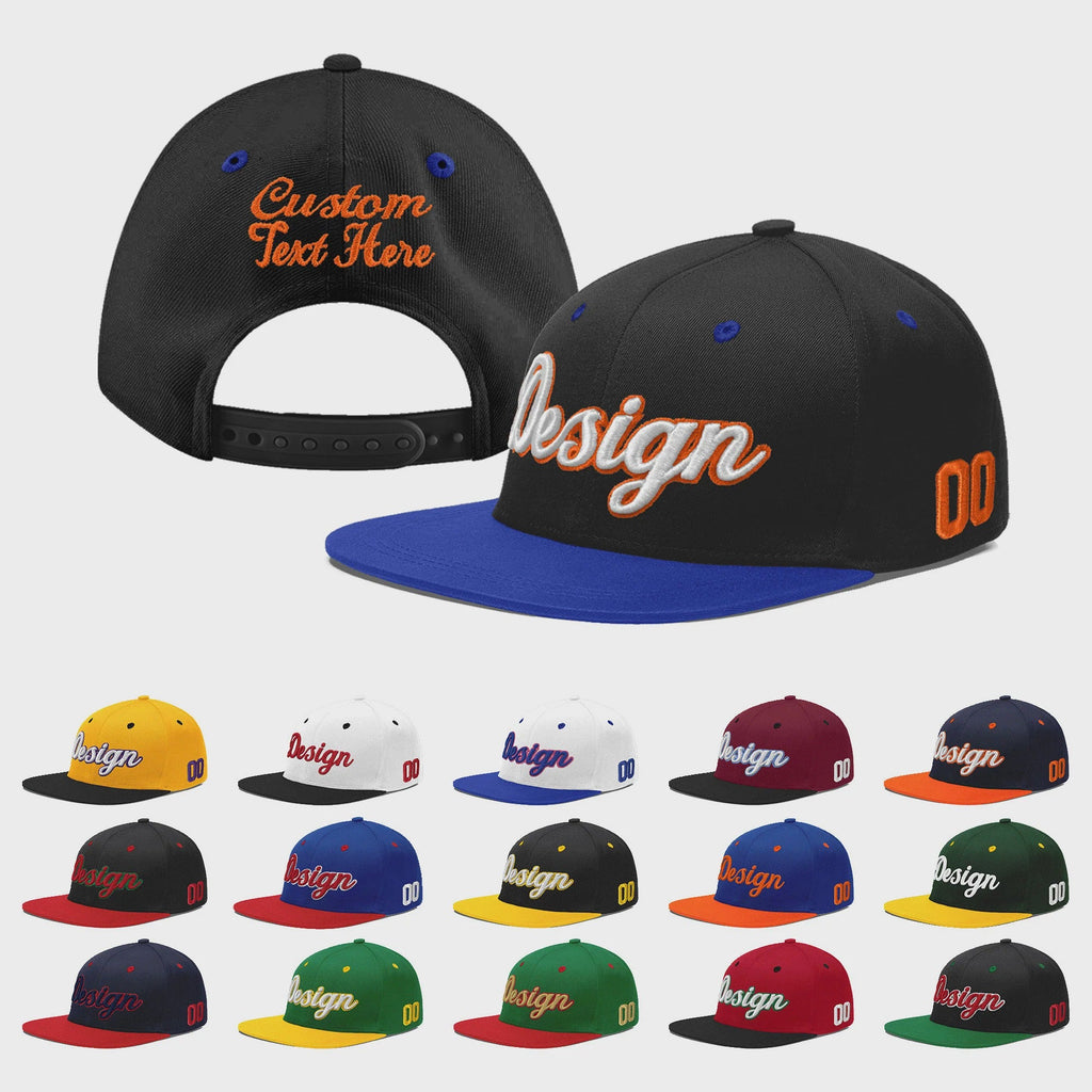 Custom Black Royal Blue 3D Puff Embroidery Flat Embroidery Casual Sport Baseball Cap