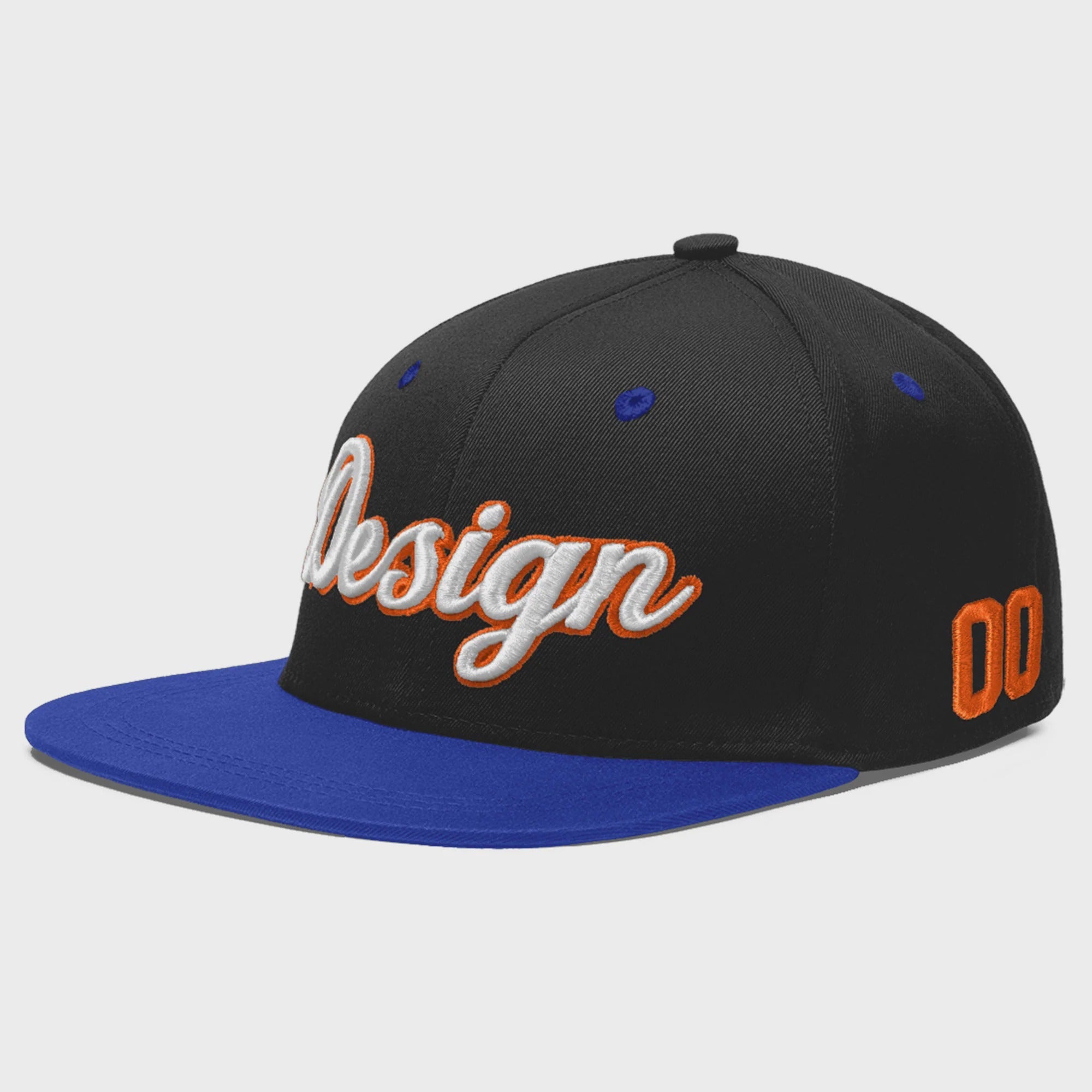 Custom Black Royal Blue 3D Puff Embroidery Flat Embroidery Casual Sport Baseball Cap
