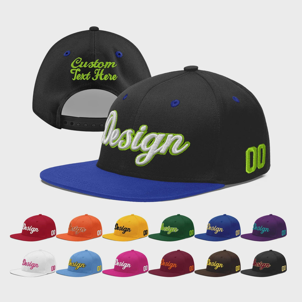 Custom Black Royal Blue 3D Puff Embroidery Flat Embroidery Casual Sport Baseball Cap