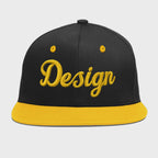 Custom Black Gold 3D Puff Embroidery Flat Embroidery Casual Sport Baseball Cap