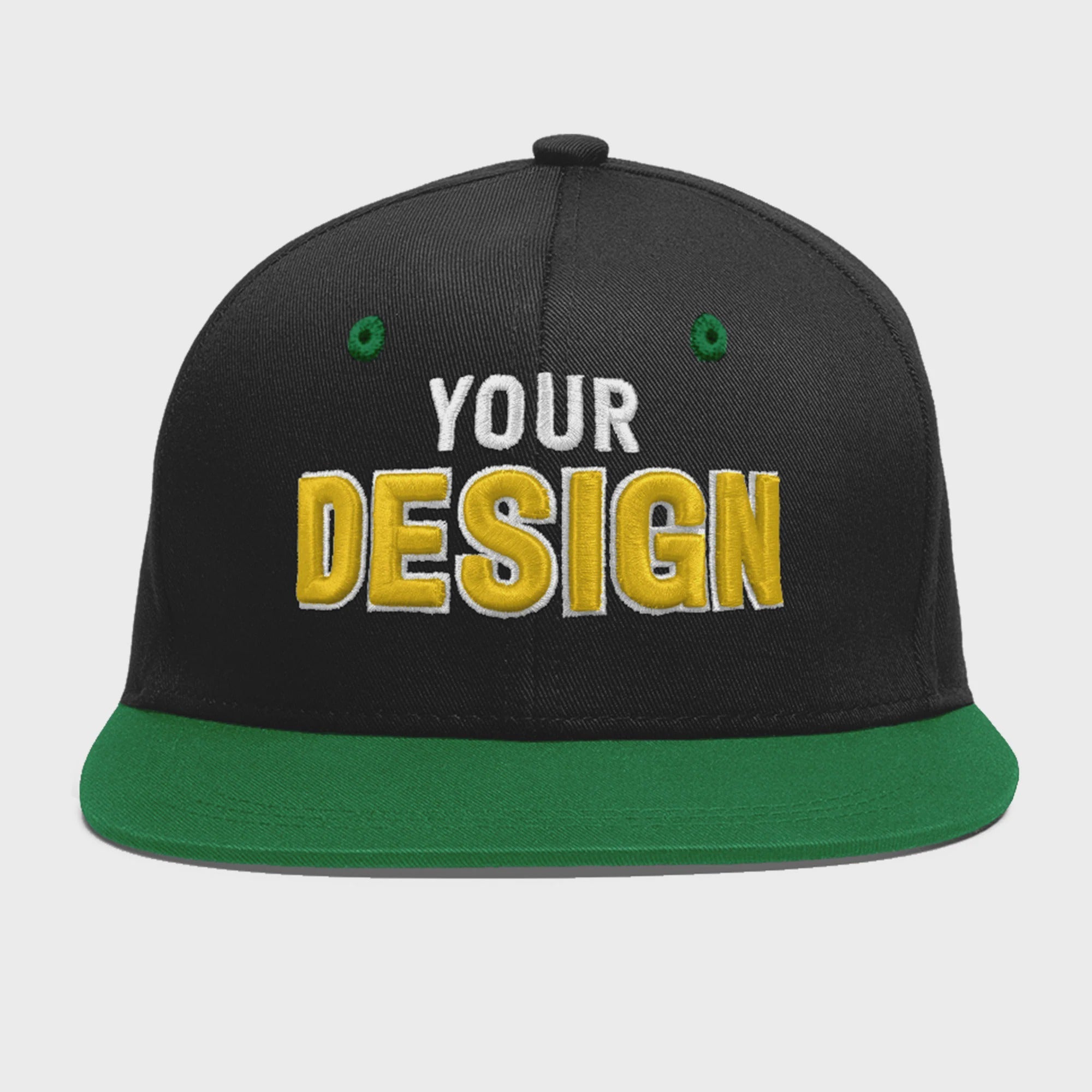 Custom Black Kelly Green 3D Puff Embroidery Flat Embroidery Casual Sport Baseball Cap