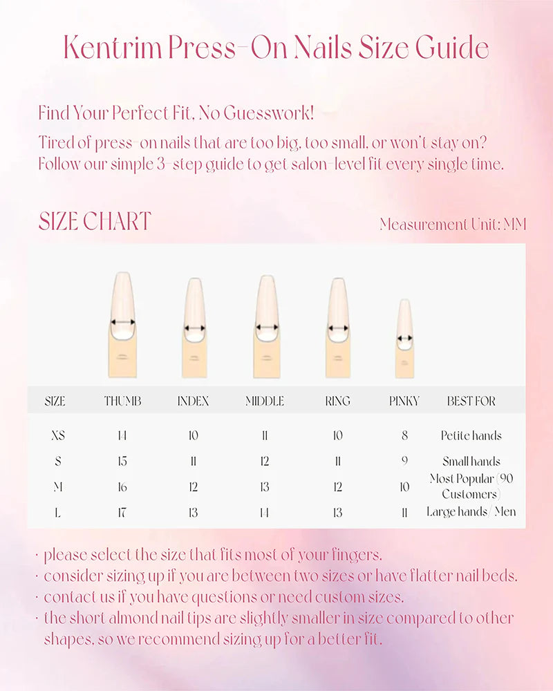 Kentrim Ocean Breeze Almond Medium Press On Nails