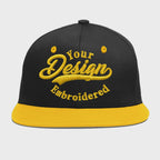 Custom Black Gold 3D Puff Embroidery Flat Embroidery Casual Sport Baseball Cap