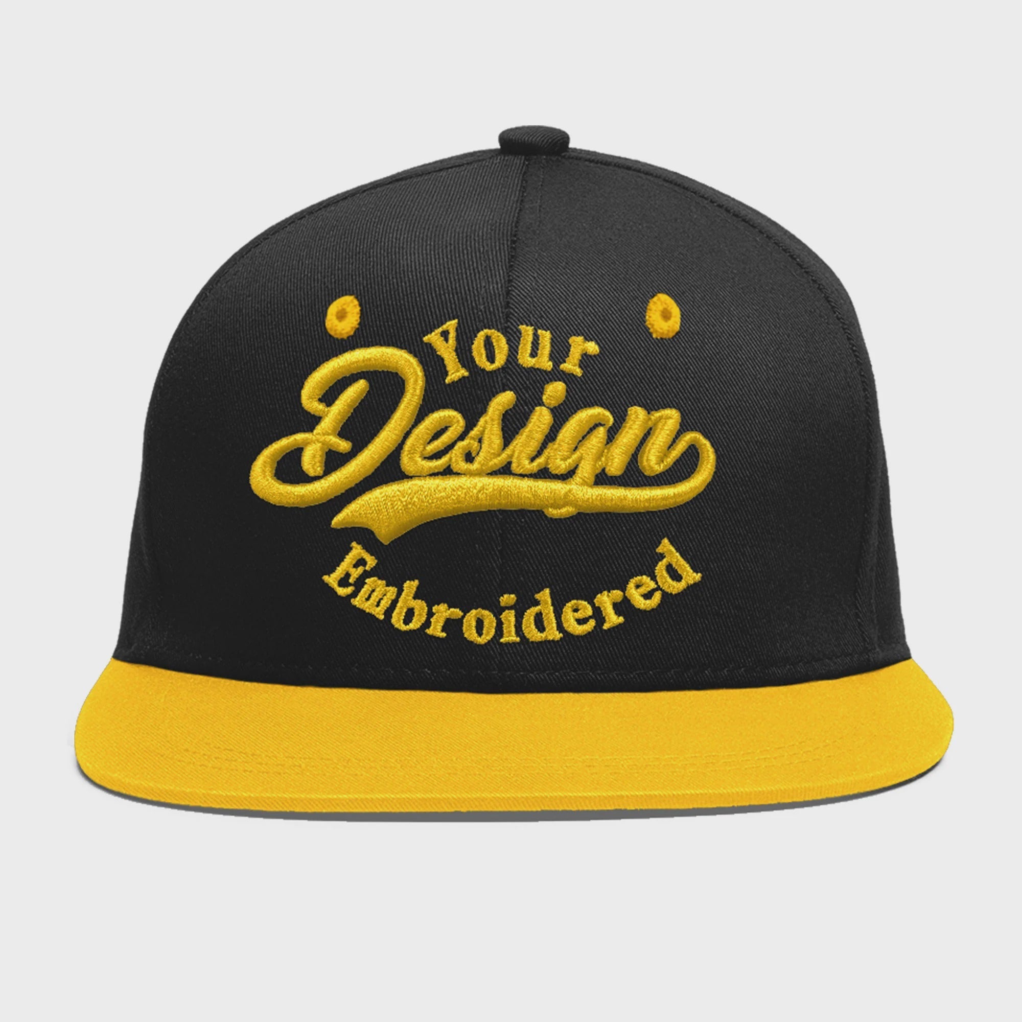 Custom Black Gold 3D Puff Embroidery Flat Embroidery Casual Sport Baseball Cap