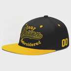 Custom Black Gold 3D Puff Embroidery Flat Embroidery Casual Sport Baseball Cap