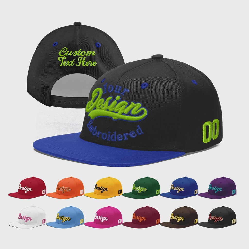 Custom Black Royal Blue 3D Puff Embroidery Flat Embroidery Casual Sport Baseball Cap