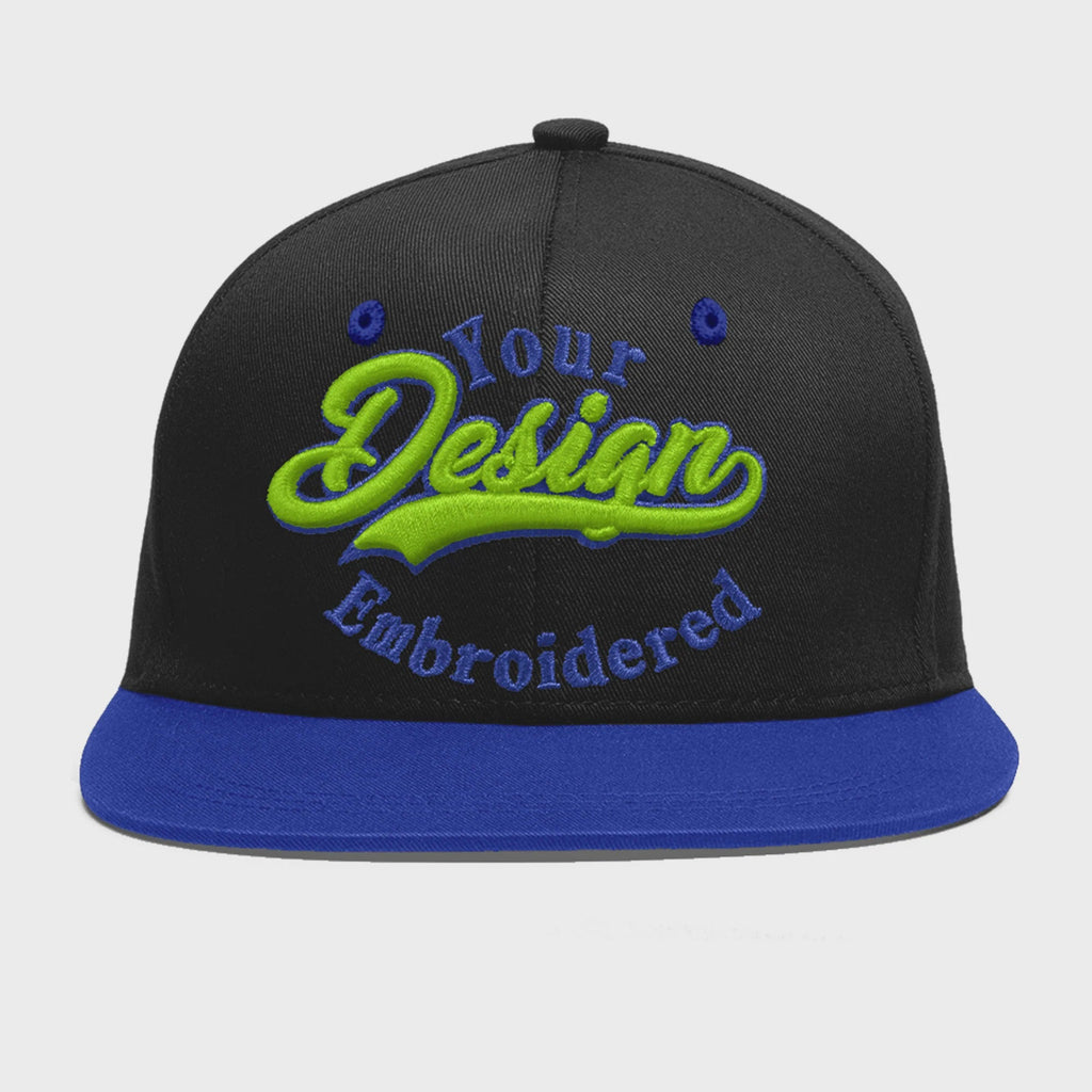 Custom Black Royal Blue 3D Puff Embroidery Flat Embroidery Casual Sport Baseball Cap