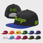 Custom Black Royal Blue 3D Puff Embroidery Flat Embroidery Casual Sport Baseball Cap
