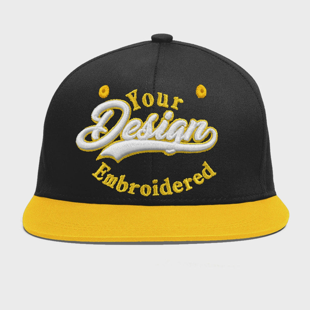 Custom Black Gold 3D Puff Embroidery Flat Embroidery Casual Sport Baseball Cap