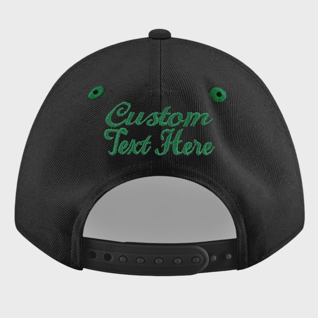 Custom Black Kelly Green 3D Puff Embroidery Flat Embroidery Casual Sport Baseball Cap