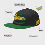 Custom Black Kelly Green 3D Puff Embroidery Flat Embroidery Casual Sport Baseball Cap