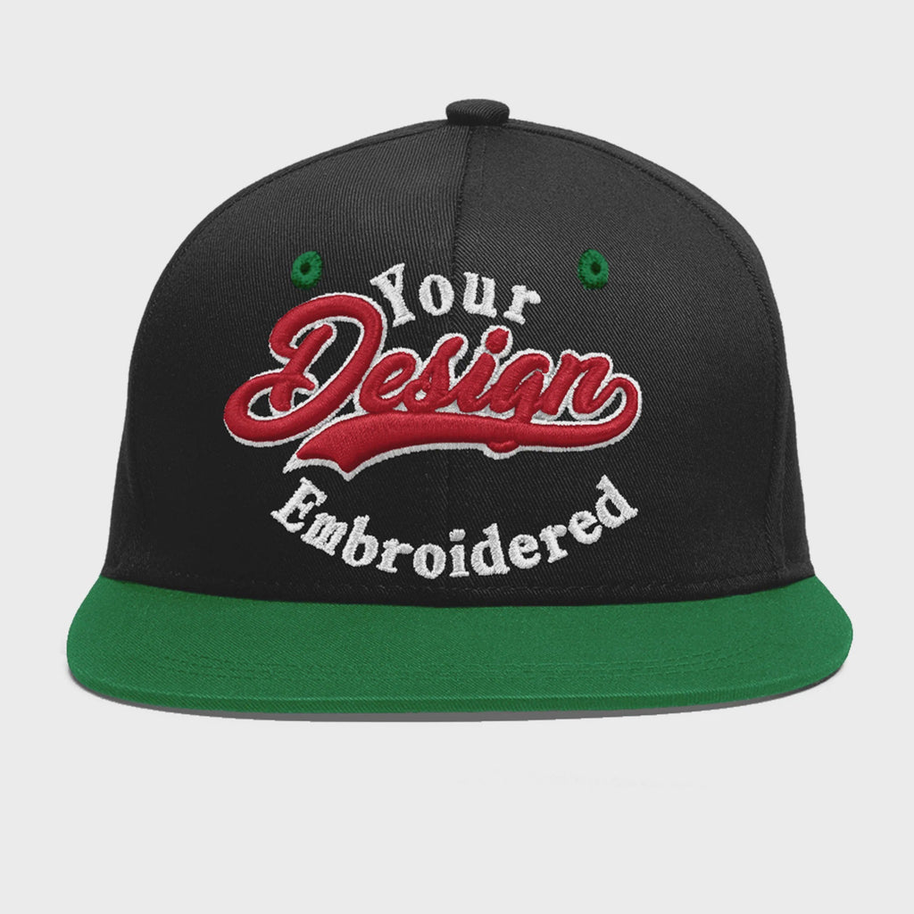 Custom Black Kelly Green 3D Puff Embroidery Flat Embroidery Casual Sport Baseball Cap
