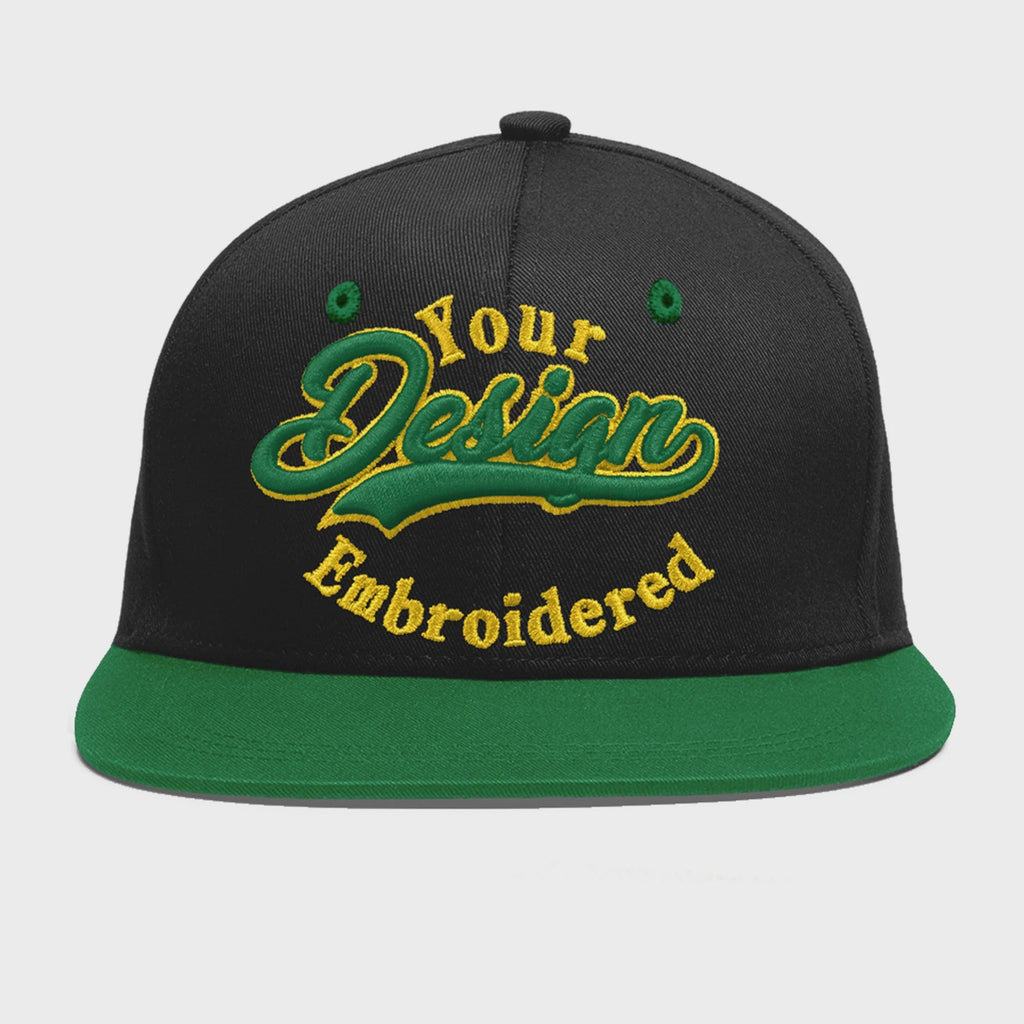 Custom Black Kelly Green 3D Puff Embroidery Flat Embroidery Casual Sport Baseball Cap