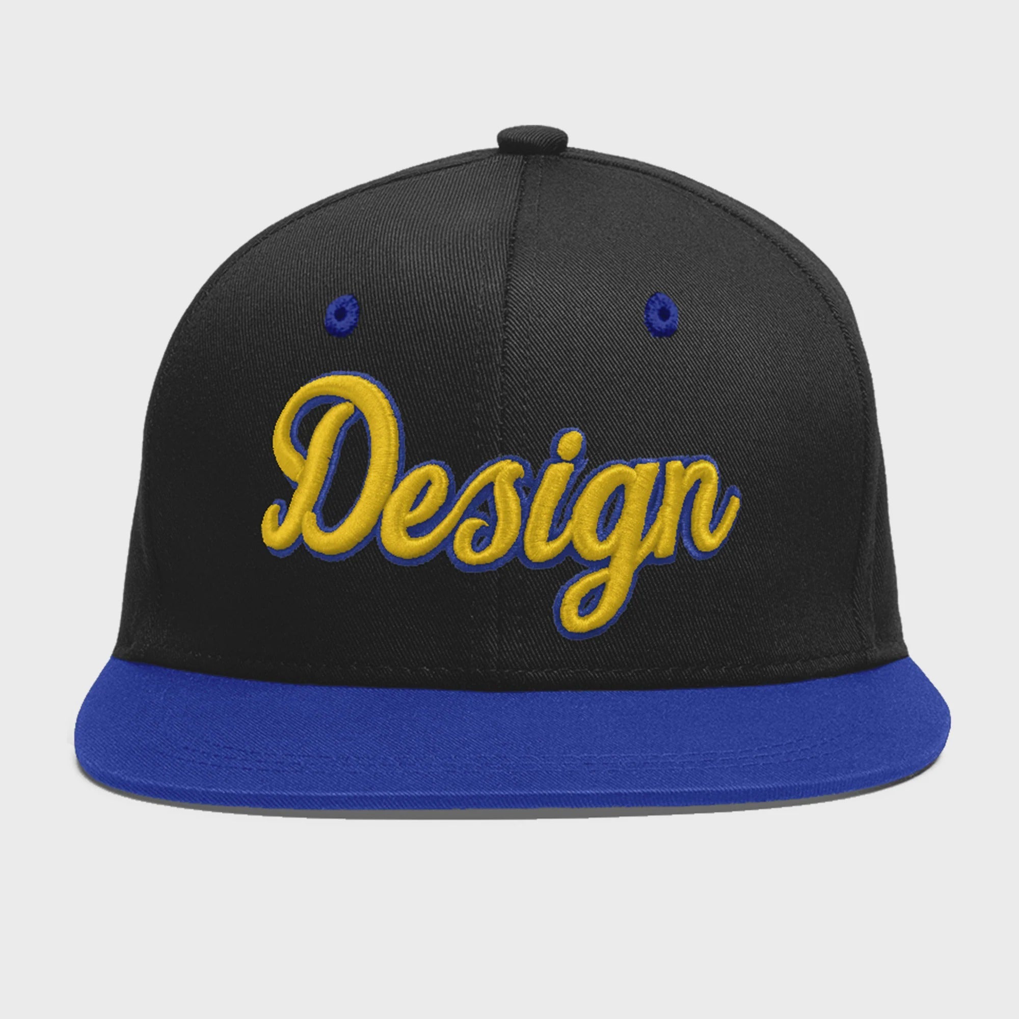 Custom Black Royal Blue 3D Puff Embroidery Flat Embroidery Casual Sport Baseball Cap