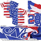 Custom Navy Baseball Jersey Graffiti Pattern Independence Day